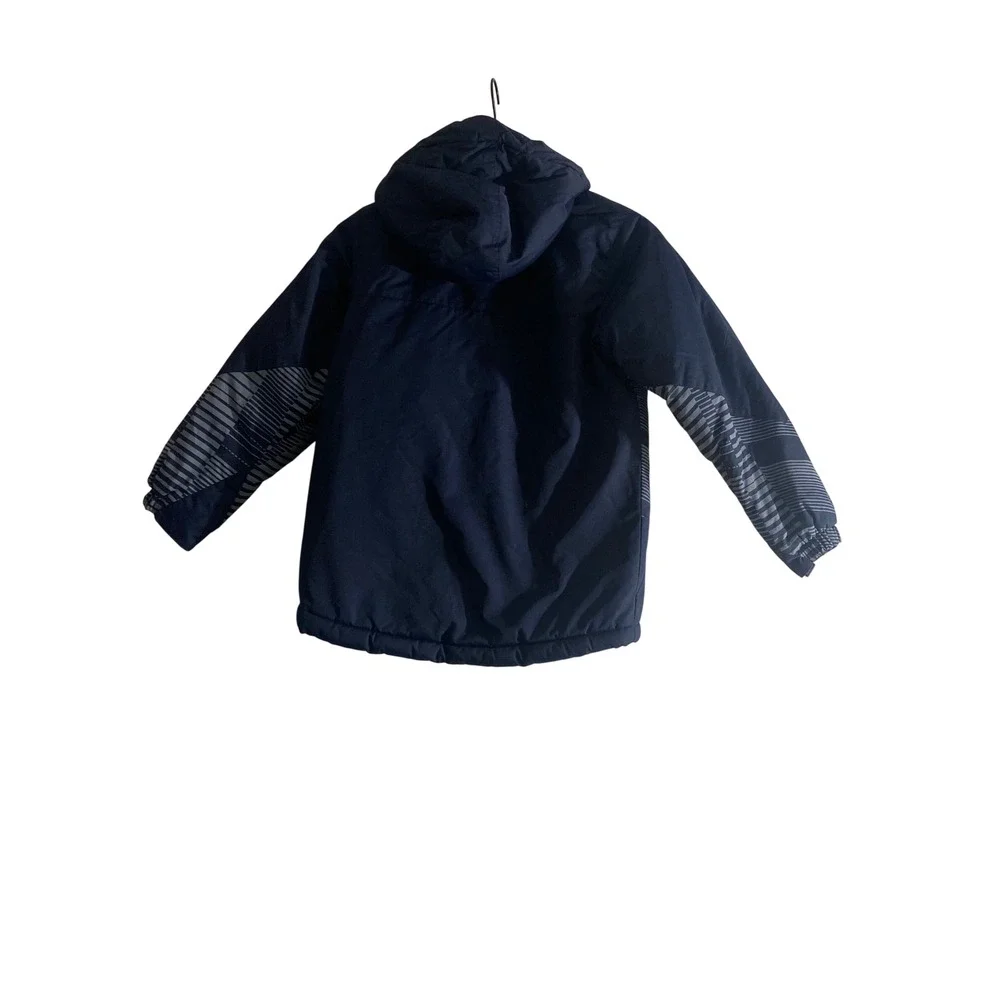 The Children's Place Puffer Jacket Kids M 7/8 Navy Orange Excellent Hooded Parka